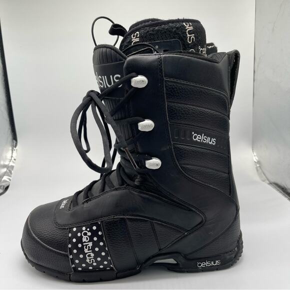 Celsius Cirrus Lace Up Polka Dot Snowboarding Boots. Size 10.5. Black - Picture 8 of 11